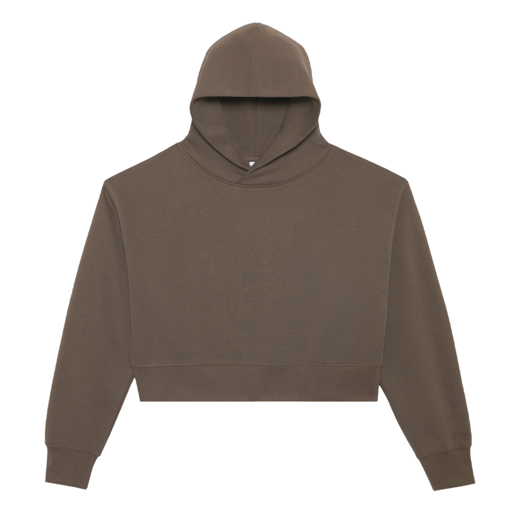 LS88001-Flat-Womens-Relaxed-Crop-Hoodie-Coffee-Front