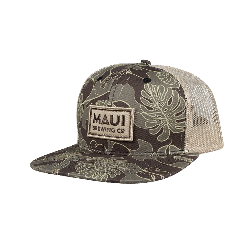 Maui_5560-Flatbill-Trucker_Floral-Camo_Olive_Front-removebg